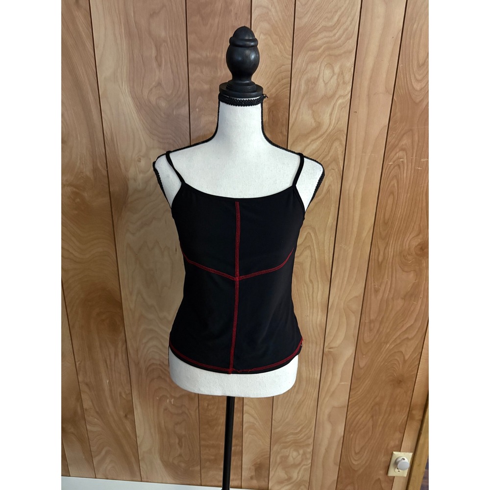 Uge Black Cami Top Red Contrast Stitching Y2K Aesthetic Tank Women Medium